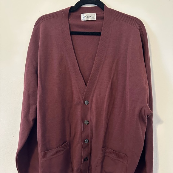 St. Croix Vintage Cardigan maroon XL - Picture 3 of 4